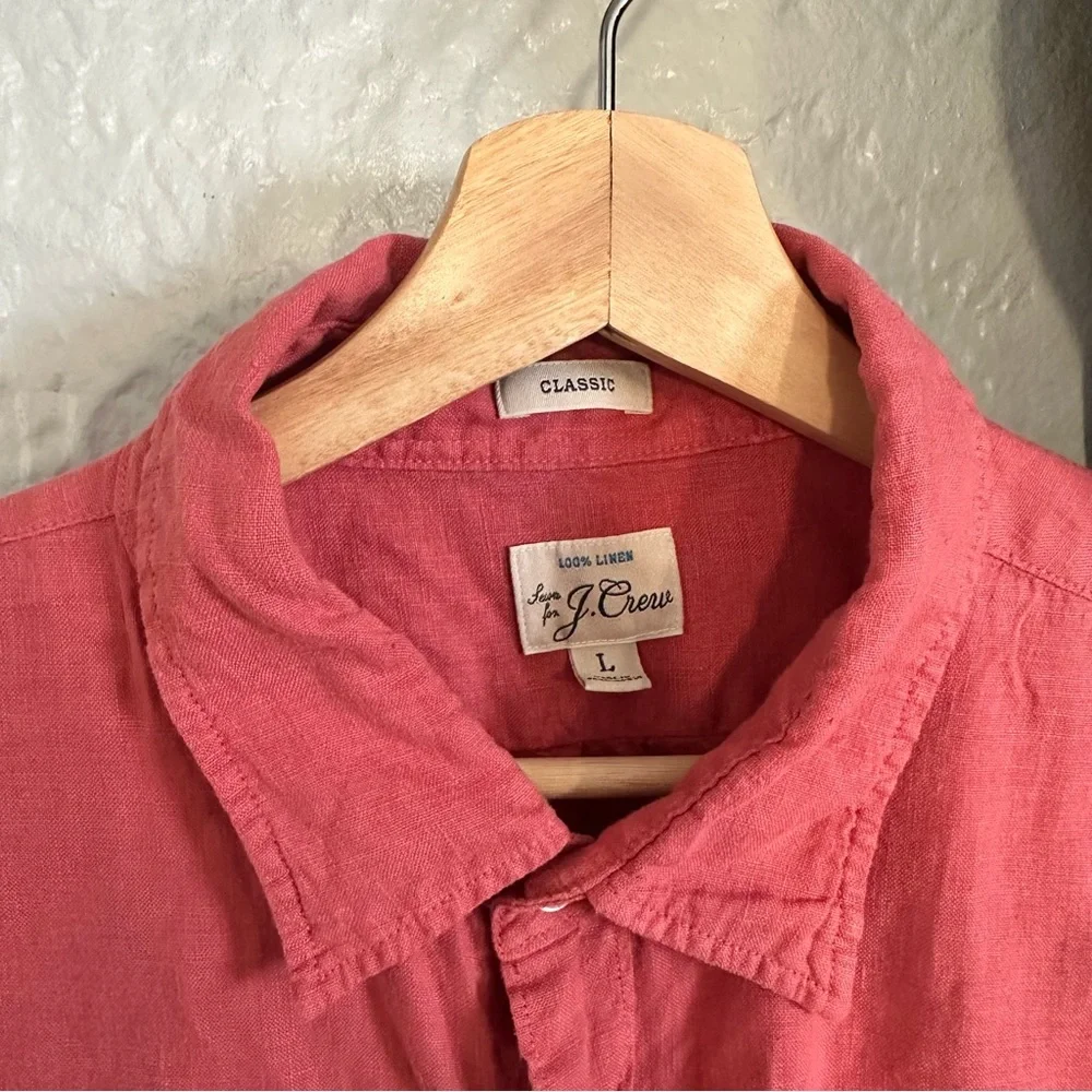 Washed linen shirt with point collar Seasoned Red